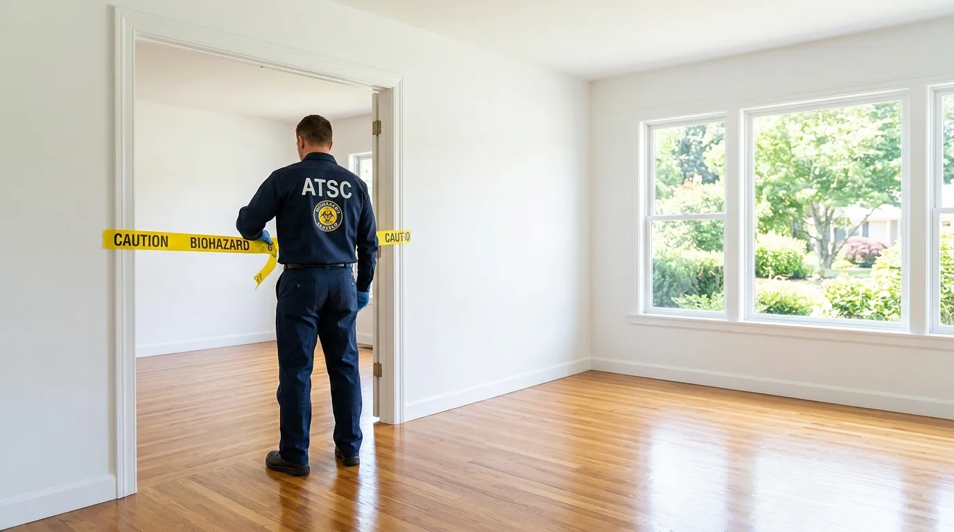 Certified biohazard cleanup crew performing Trauma Scene Cleanup in Union City